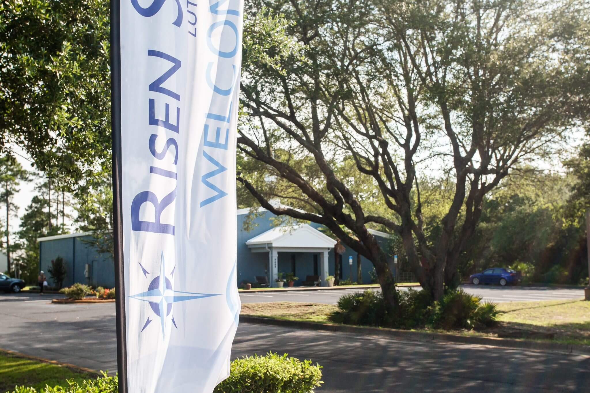 Welcome banner outside Risen Savior Lutheran Church