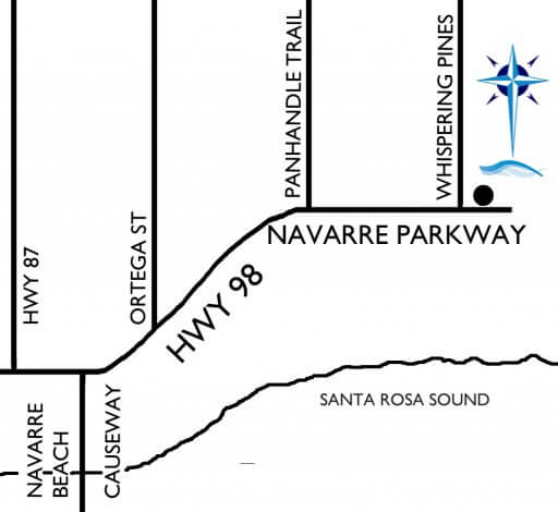 map of the location of Risen Savior Lutheran Church in Navarre Florida on Navarre Parkway